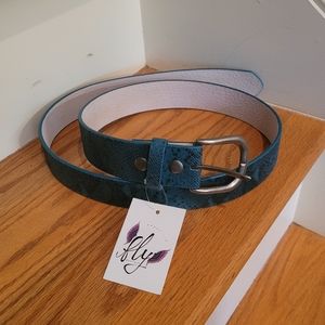NEW Blue & Black Leather Belt 44.5 inches long